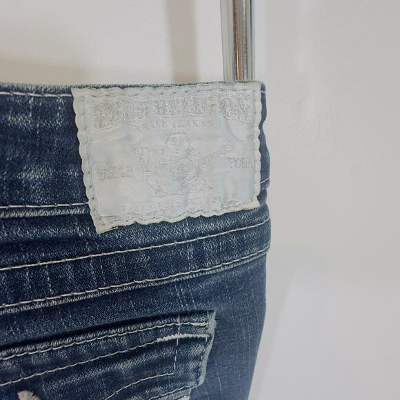 Vintage True Religion Joey Big T Jeans Women’s Size 32 Blue Dark Wash Flare Leg - Picture 7 of 10